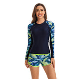 Two Piece Long Sleeve Rash Guard Printed Surfing Swimsuit