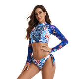 Womens Rash Guard Swimsuit Long Sleeve Bathing Suit Two Piece Crop Tops