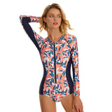 Women Floral Printed Swimsuit Long Sleeve Swimming Suit