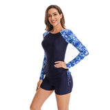 Two Piece Swimsuit Long Sleeve Side Adjustable Shirt