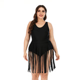 Women's Plus Size Fringe Hem Beach Swimsuit Bikini Swimsuit