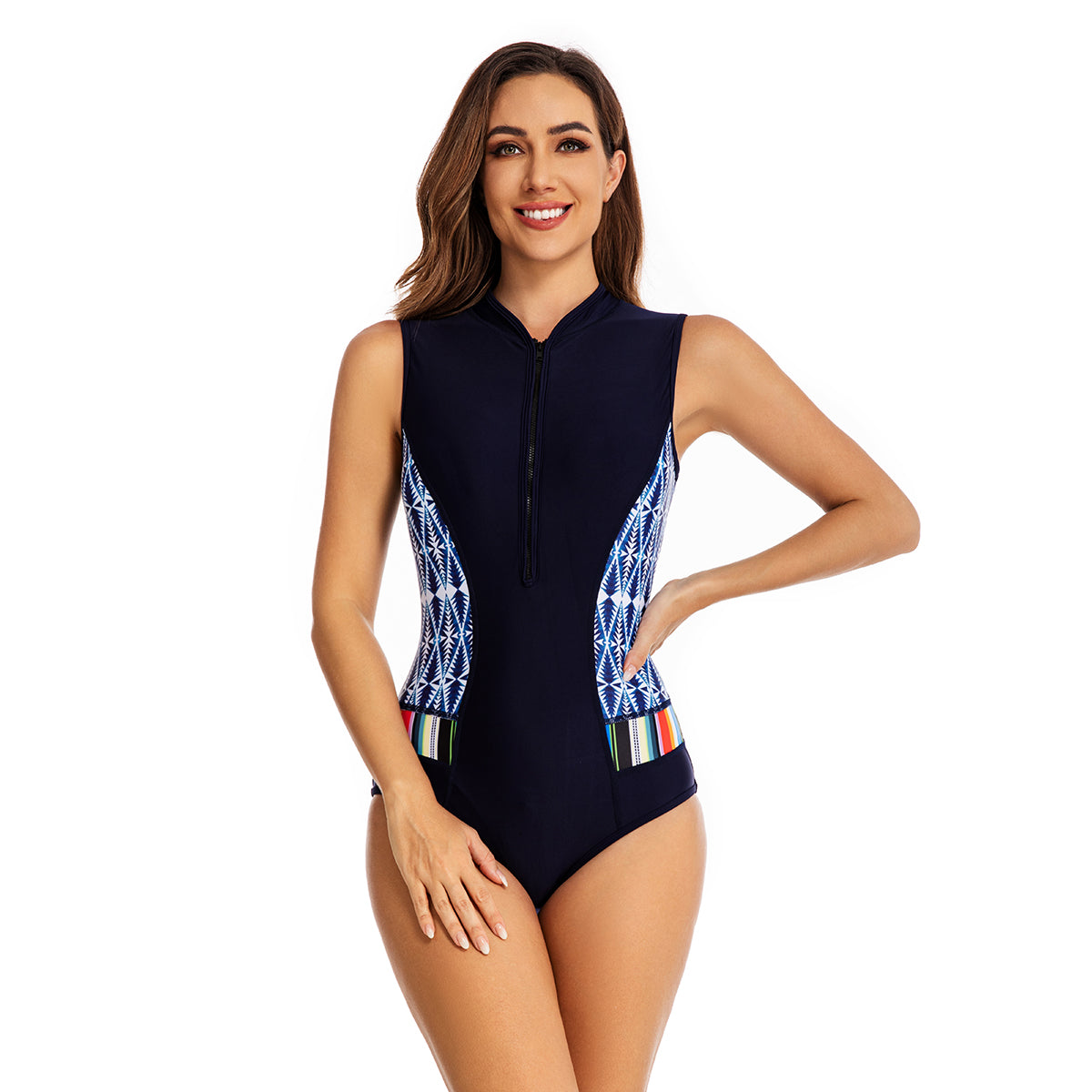 One Piece Zipper Bathing Suit for Women