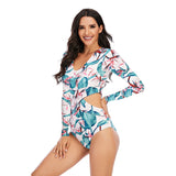 Women's One Piece Long Sleeve Rash Guard Swimsuits