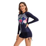 Zipper Swimsuits Shirt with Boyshorts Bottom