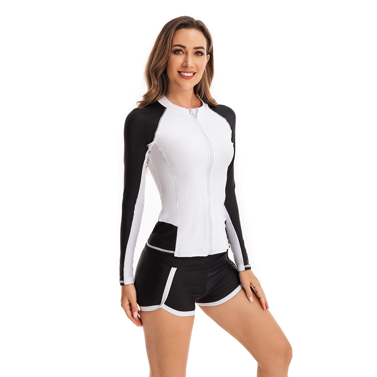 Black and White color Surfing Bathing Suit
