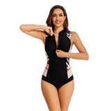 Womens Zipper Surfing Swimsuit Printed Bahting Suit