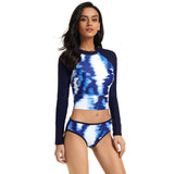 Women Long Sleeve Swimsuit 2 Piece Crop Top Rash Guard