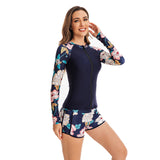 Floral Printed Rash Guard Shirts, 2 Piece Bathing Suit