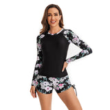 Floral Printed Rash Guard Swimsuit 2 Piece