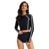 Women Rash Guard Long Sleeve Crop Top Swimsuits