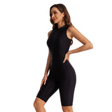 One Piece Bathing Suit Black Boyleg Zip Swimsuit