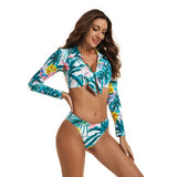 Womens Rash Guard Swimsuit Long Sleeve Bathing Suit Two Piece Crop Tops