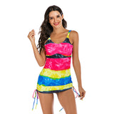 Two Piece Halter Top Surfing Suit Side Adjustable Swimsuit