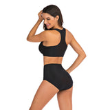 Women Two Piece Swimsuit Crop Top High Waisted Bikini Bottom