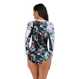 women long sleeve floral bathing suit - siysiy