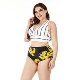 Women's Plus Size Printing High Waist Bikini Swimsuit Two Piece Bathing Suit