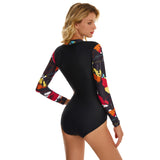 Women's Rash Guard Zipper Swimsuit One Piece Swimwear