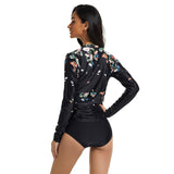 Side Adjust Long Sleeve Two Piece Swimsuits for Women
