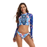 Womens Rash Guard Swimsuit Long Sleeve Bathing Suit Two Piece Crop Tops