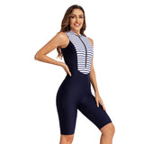 One Piece Zip Up Swimsuit Boyleg Bathing Suits