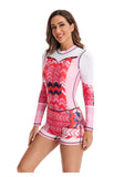 Women One Piece Printed Zipper Rash Guard