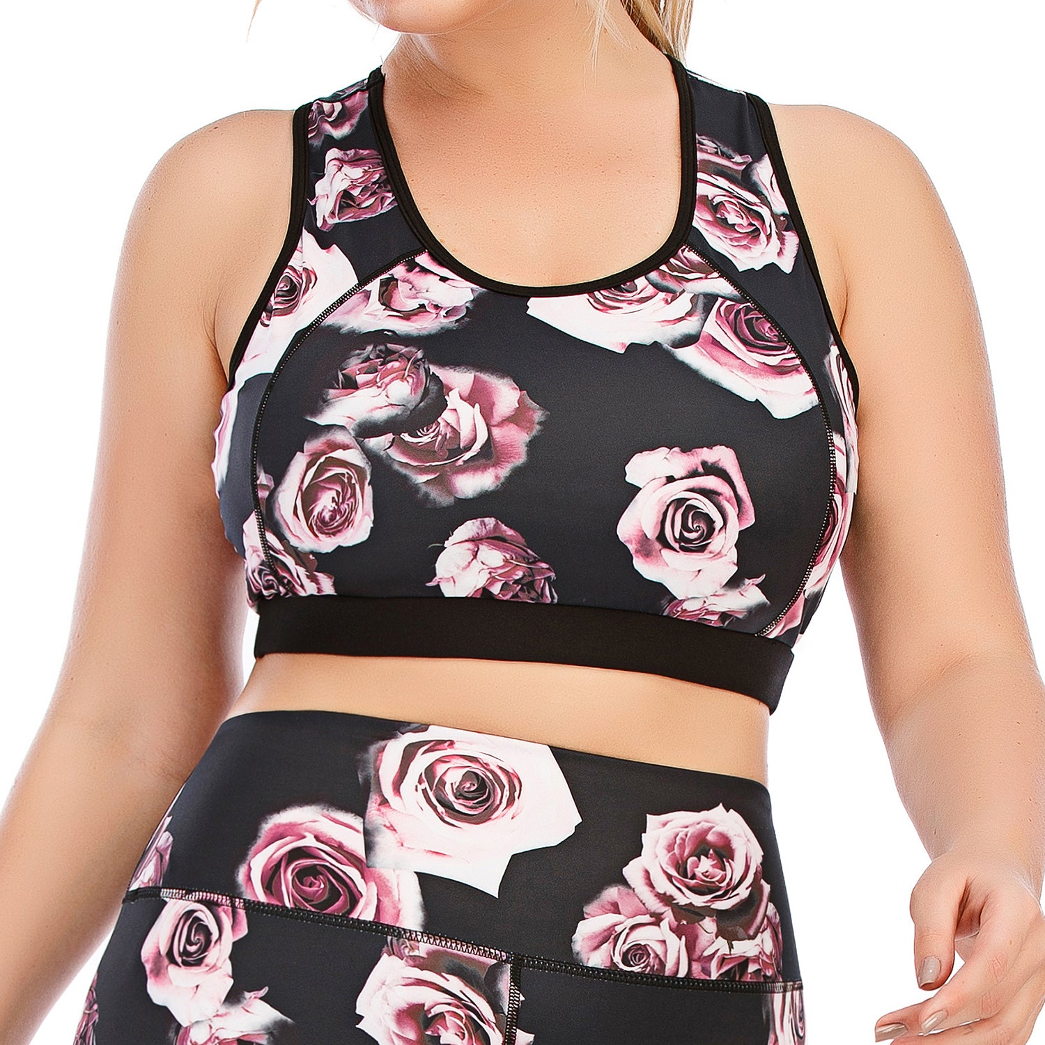 Yoga Tops Rose Printed for Women Plus Size