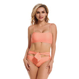 Women Bikini Set Pink Color Sexy Triangle Two Piece Swimsuit