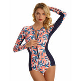 Women Floral Printed Swimsuit Long Sleeve Swimming Suit