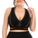 Black V Neck Plus Size Yoga Top for Women