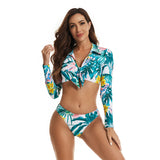 Womens Rash Guard Swimsuit Long Sleeve Bathing Suit Two Piece Crop Tops