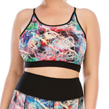 Plus Size Printed Workout Tops for Women Adjustable Shoulder Strap