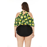 SiySiy Women's Plus Size Tankini Swimsuit with Triangle Bottom Off Shoulder Two Piece Swimsuit Fruit Print Swimsuit