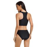 Women's Swimwear Black Bikini Set Sport Tank Top Bathing Suit