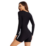 Long Sleeve One Piece Zip Printed Swimsuit