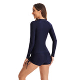 Zipper Swimsuits Shirt with Boyshorts Bottom