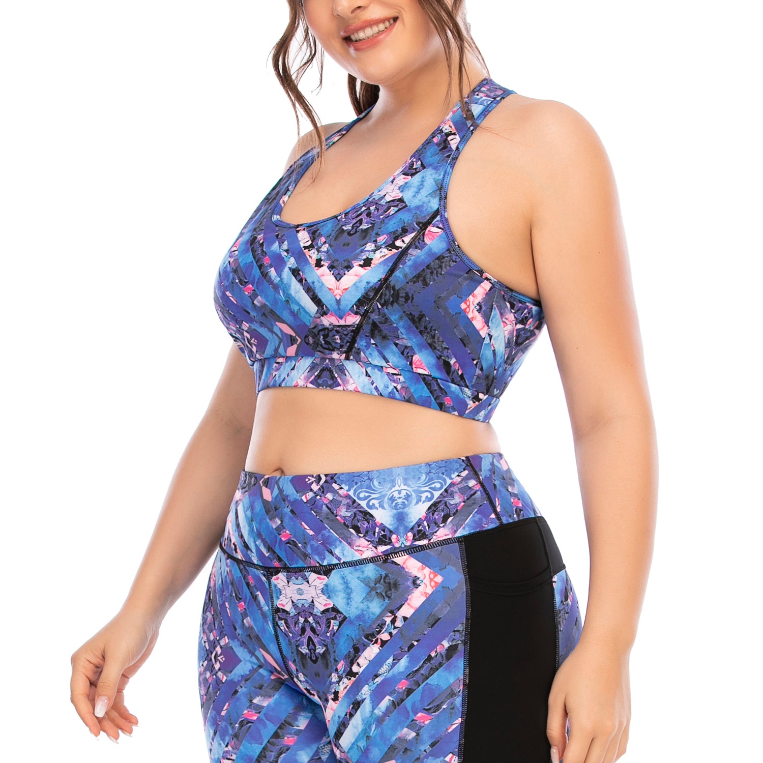 Printed Vivid Color Yoga Tops for Women Plus Size