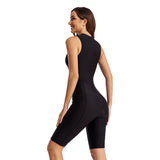 One Piece Bathing Suit Black Boyleg Zip Swimsuit