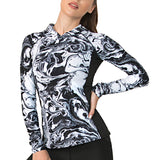 Long Sleeve Yoga Tops Build in Bra for Women Printed