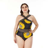 Women's Plus Size One Piece Swimsuit Sunflower