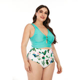 SiySiy Women's Plus Size Two Piece Swimsuit Women's Chest Buckle Fruit Pattern Swimsuit