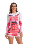 Women One Piece Printed Zipper Rash Guard