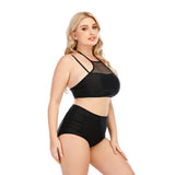 SiySiy Women's Plus Size Two Piece Sexy Black Fishnet Swimwear Triangle Bottoms Swimsuit