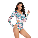 Women's One Piece Long Sleeve Rash Guard Swimsuits