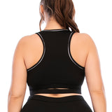 Black V Neck Plus Size Yoga Top for Women