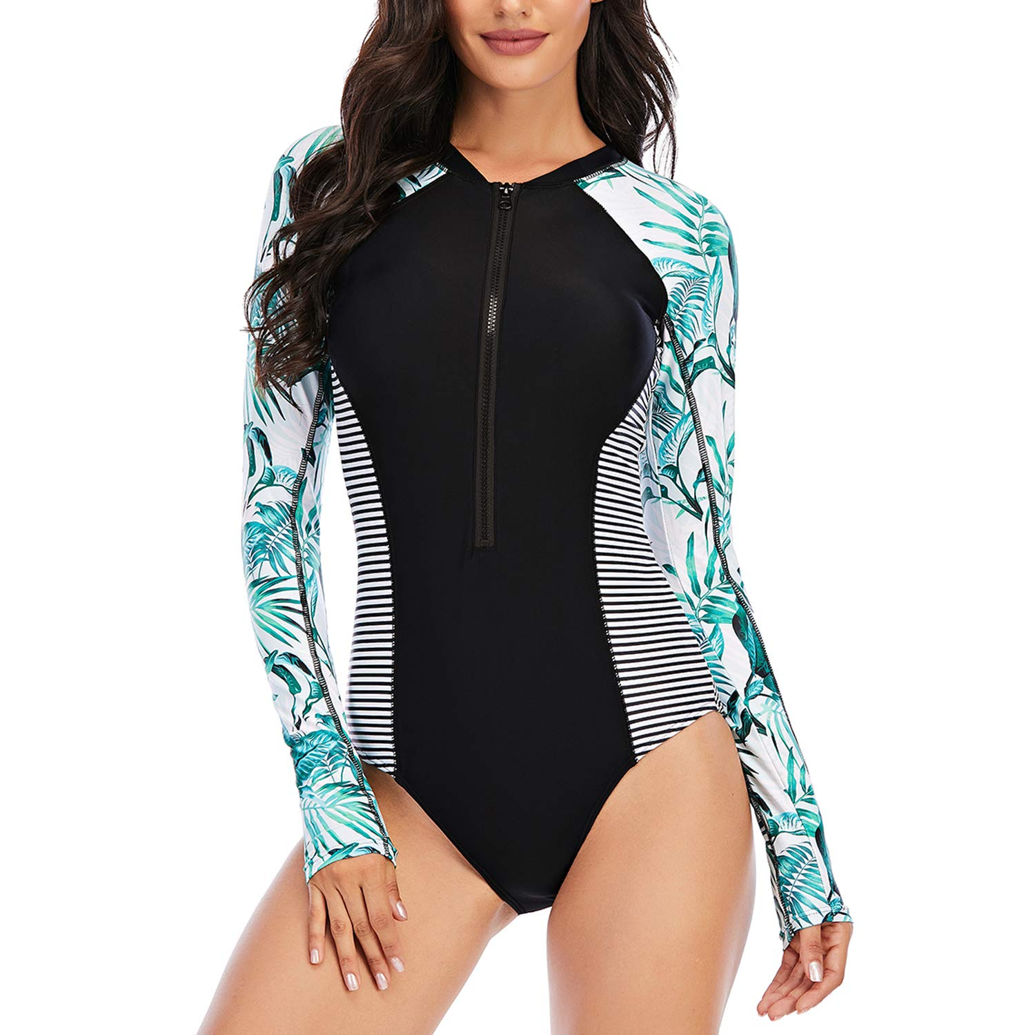 Womens One Piece Swimsuits Long Sleeve Bathing Suit Surfing Swimwear